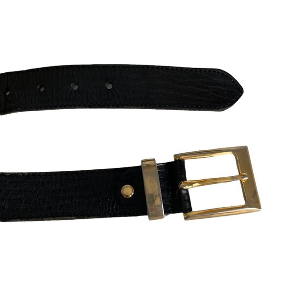 Vintage Code Azure Medusa Black Leather Belt 42 - Picture 4 of 8